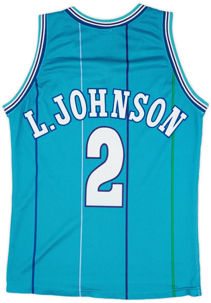 1992-96 Charlotte Hornets L. Johnson #2 Champion Away Jersey (Very Good) S