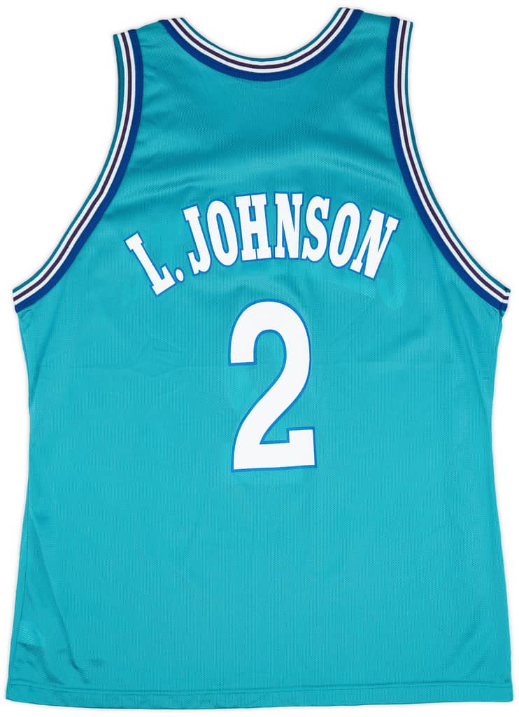 1995-96 Charlotte Hornets L. Johnson #2 Champion Away Jersey (Excellent) XL