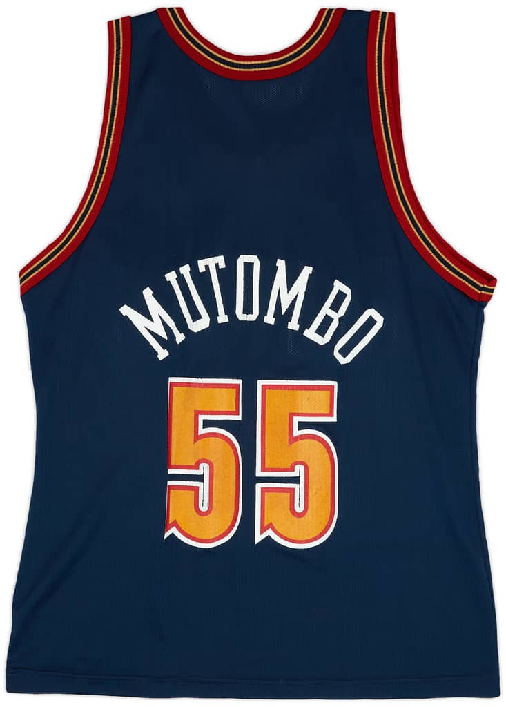 1993-95 Denver Nuggets Mutombo #55 Champion Away Jersey (Excellent) L