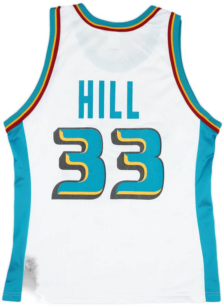 1996-00 Detroit Pistons Hill #33 Champion Home Jersey (Very Good) L