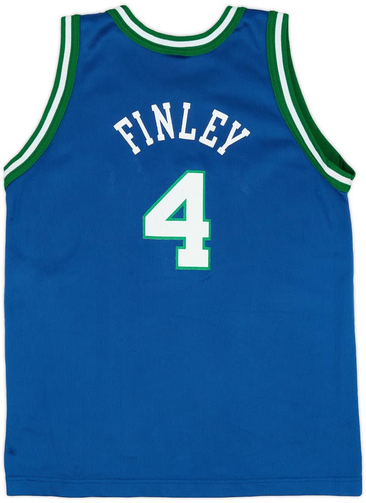 1996-01 Dallas Mavericks Finley #4 Champion Away Jersey (Excellent) L.Kids