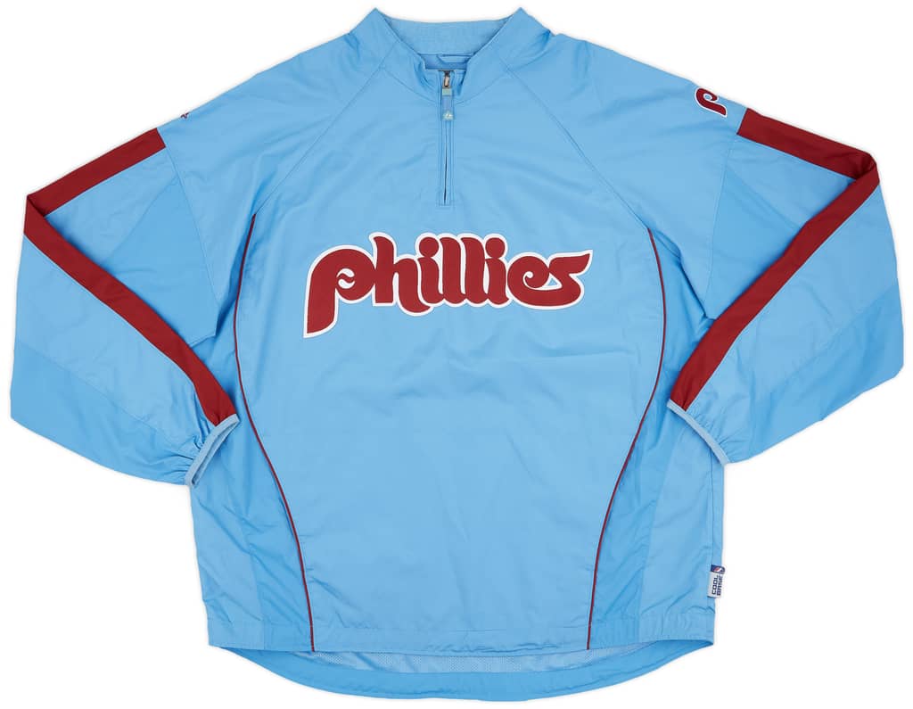  2009 Philadelphia Phillies Cooperstown Collection Majestic 1/4 Zip Rain Jacket (Excellent) XL
