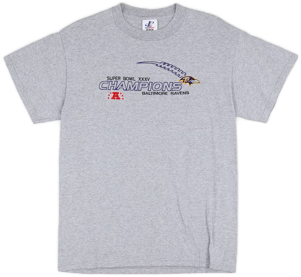 2000 Baltimore Ravens Super Bowl XXXV Champions Logo Athletic Tee (Excellent) M