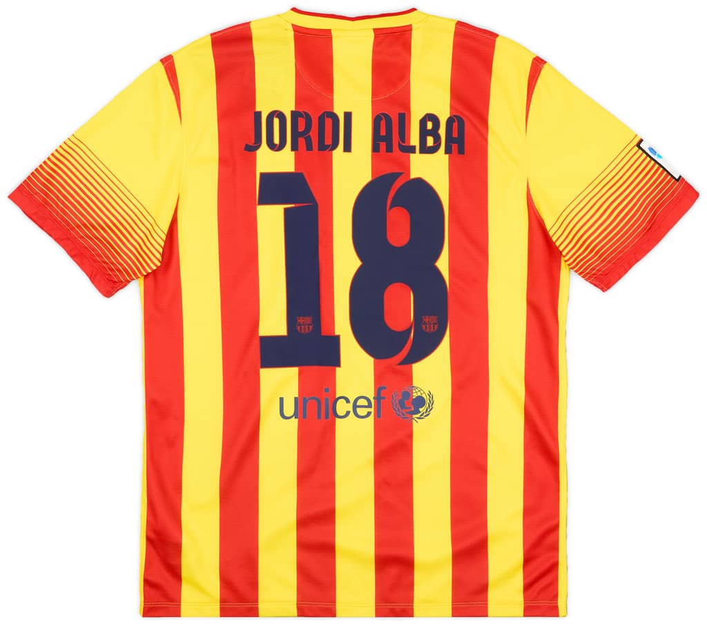 2013-14 Barcelona Away Shirt Jordi Alba #18 (L)