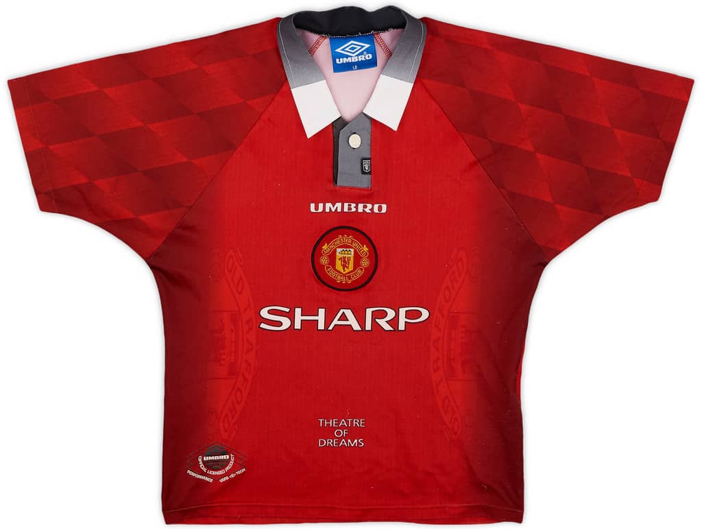 1996-98 Manchester United Home Shirt - 8/10 - (L.Boys)
