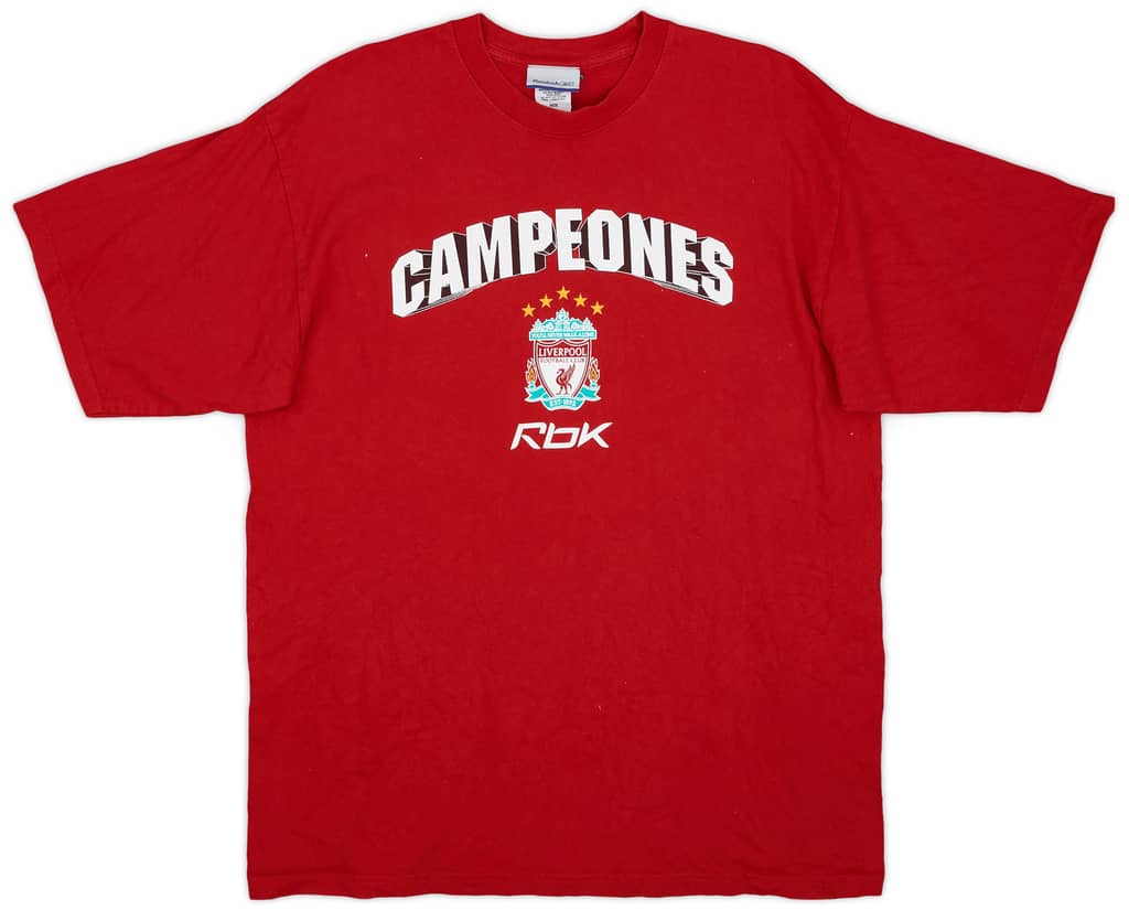 2005-06 Liverpool 'Campeones' Reebok Graphic Tee - 7/10 - (L)