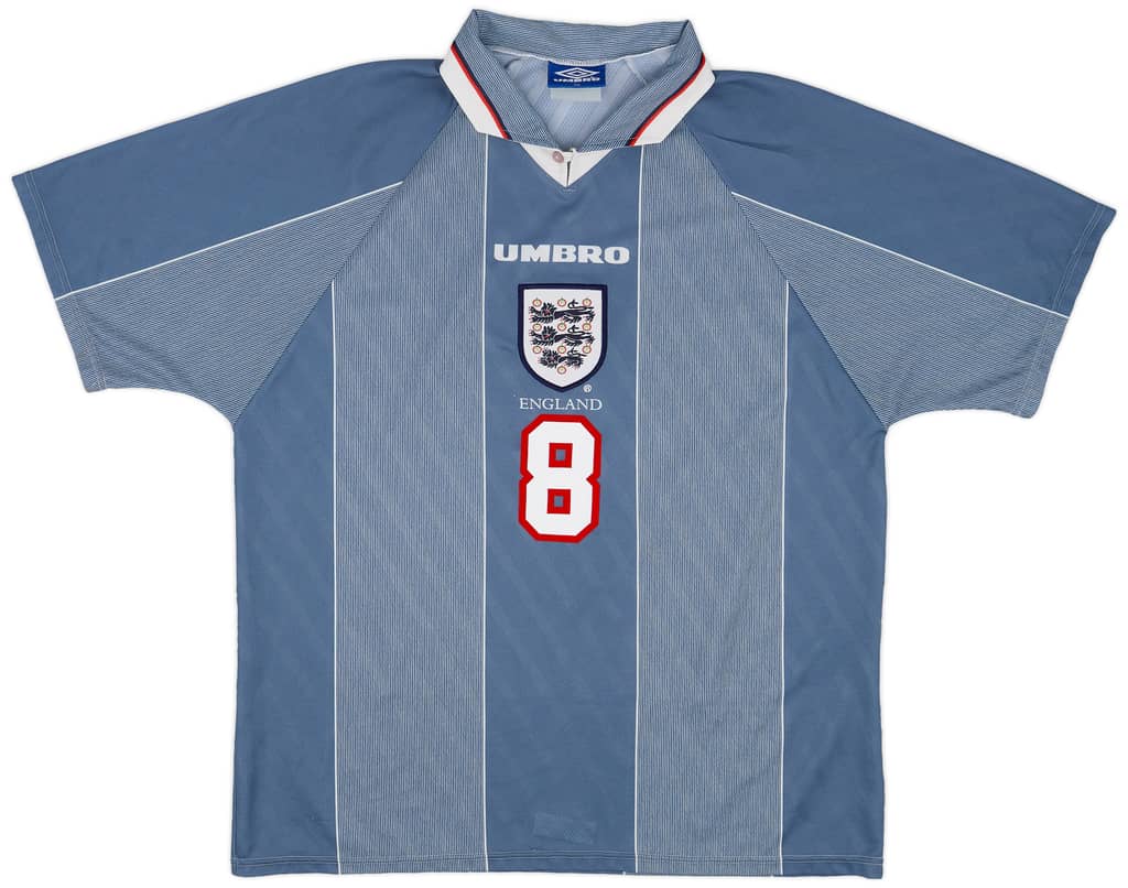 1996-97 England Away Shirt Gascoigne #8 - 6/10 - (XL)