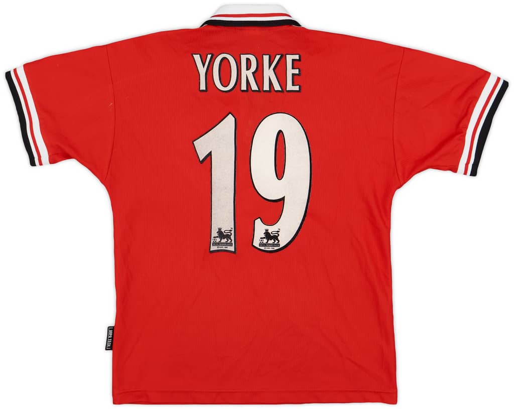 1998-00 Manchester United Home Shirt Yorke #19 - 7/10 - (L.Boys)