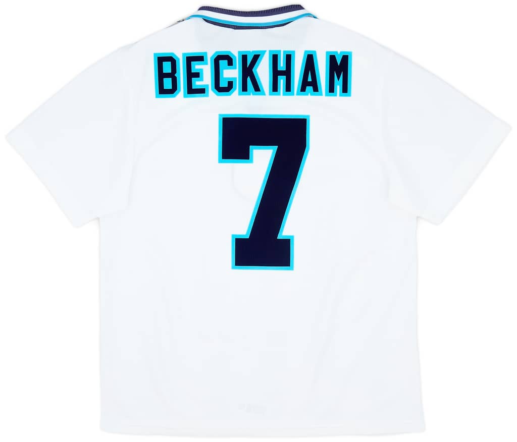 1995-97 England Home Shirt Beckham #7 - 8/10 - (L)