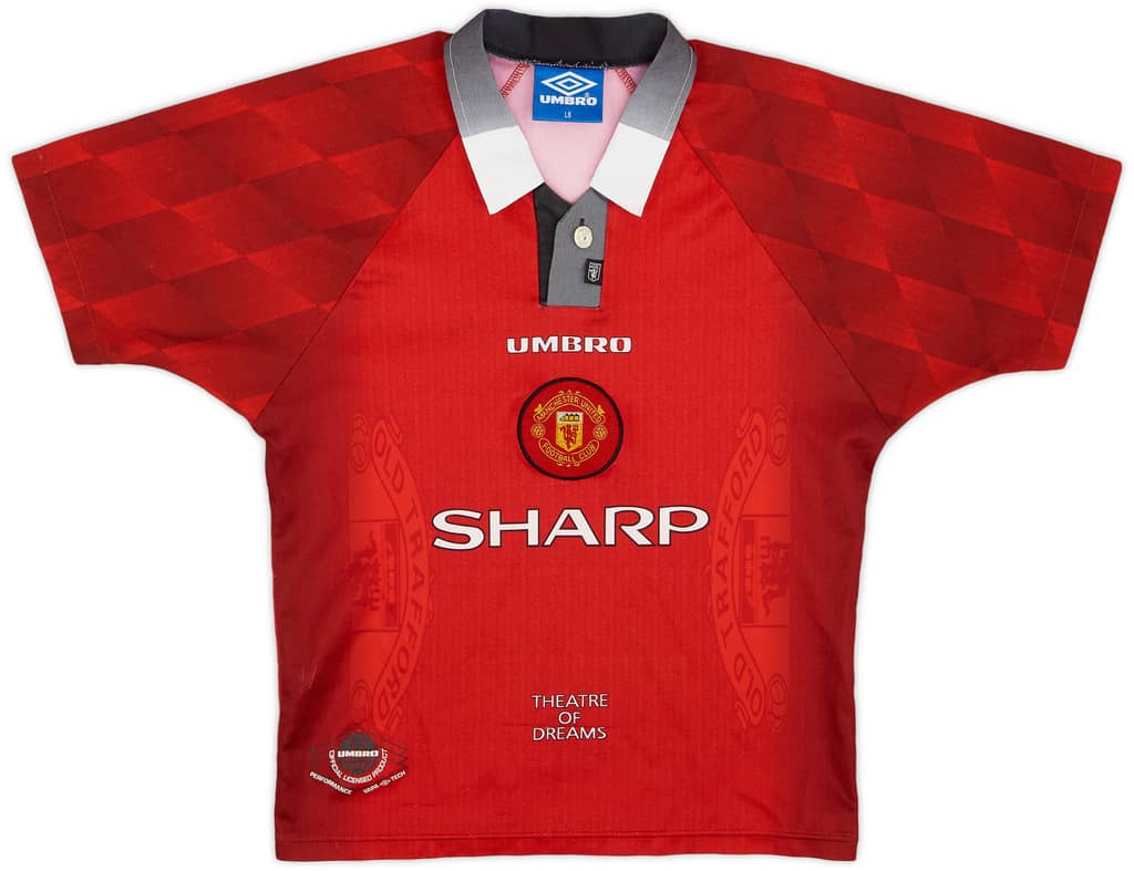 1996-98 Manchester United Home Shirt - 6/10 - (L.Boys)