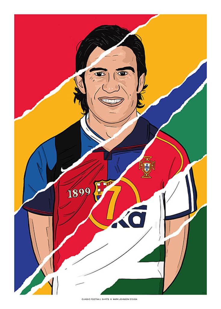 1989-2009 Luis Figo Career In Shirts A3 Print/Poster