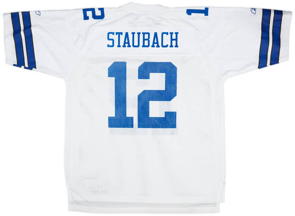 1969-79 Dallas Cowboys Staubach #12 Reebok Throwback Away Jersey (Excellent) XL
