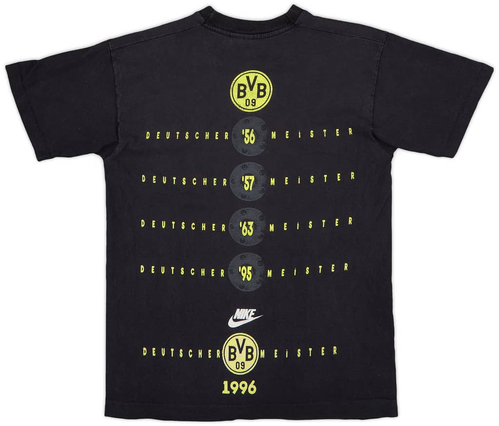1995-96 Borussia Dortmund Nike 'Deutscher Meister 1995/96' Graphic Shirt - 7/10 - (S)