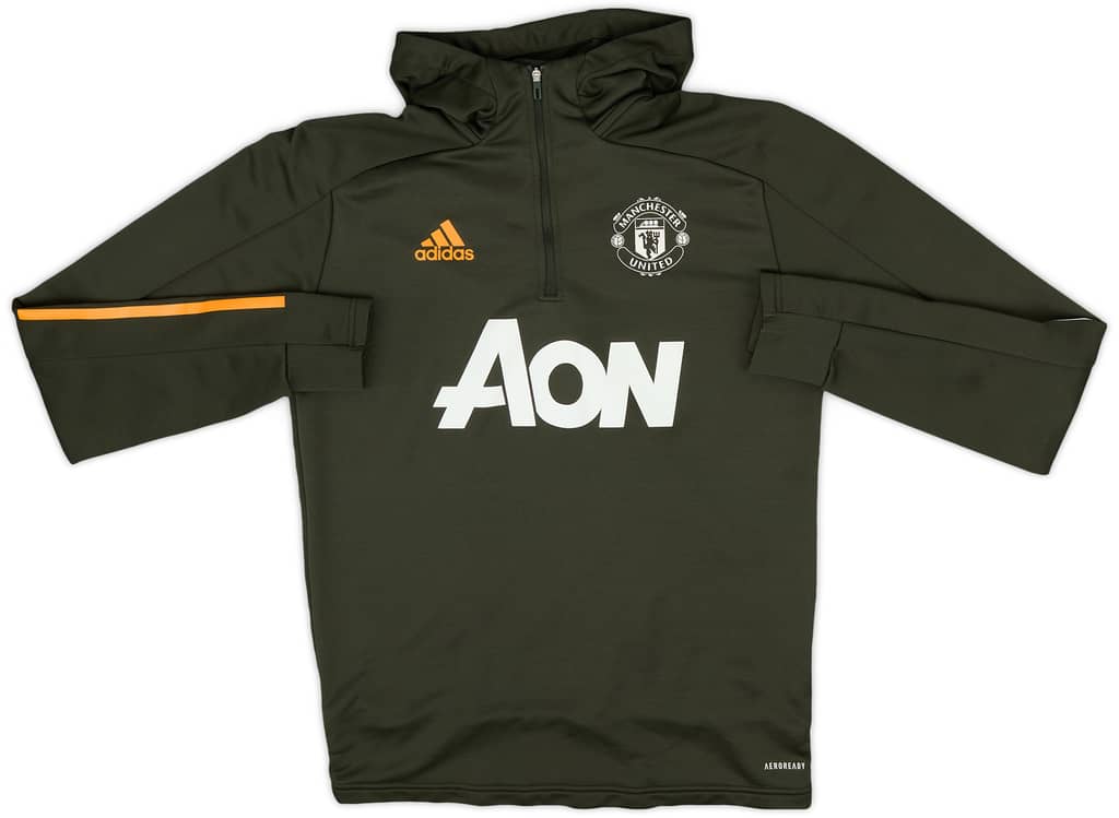 2020-21 Manchester United adidas 1/4 Zip Hooded Drill Top - 9/10 - (M)