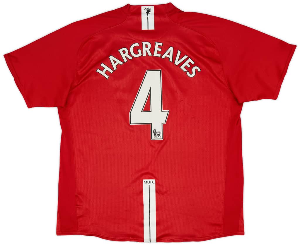 2007-09 Manchester United Home Shirt Hargreaves #4 - 7/10 - (XL)