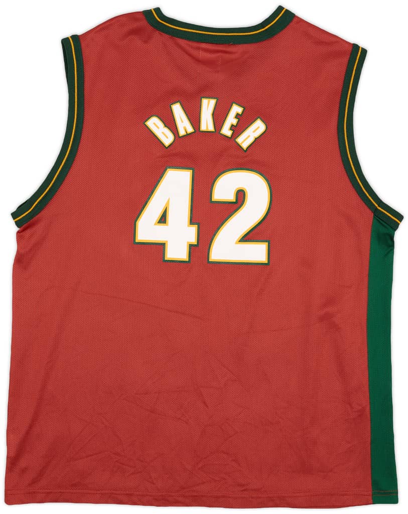 1999-01 Seattle Supersonics Baker #42 Champion Alternate Jersey - 9/10 - (XL.Boys)