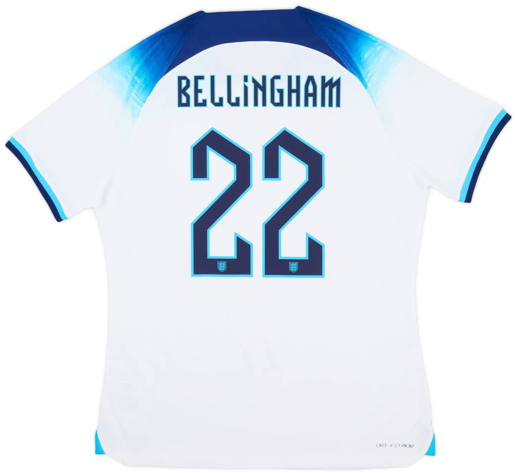 2022-23 England Authentic Home Shirt Bellingham #22 - 9/10 - (XL)