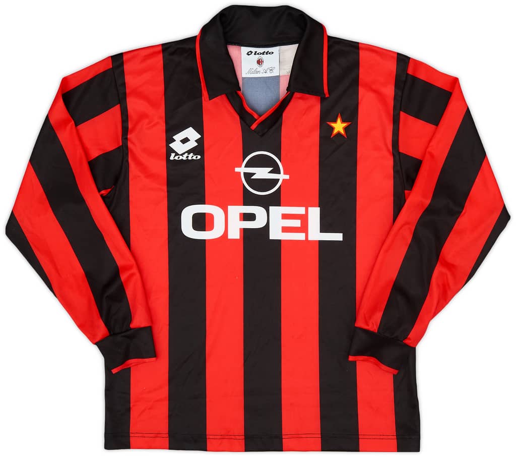1995-96 AC Milan Home L/S Shirt - 8/10 - (XL.Boys)