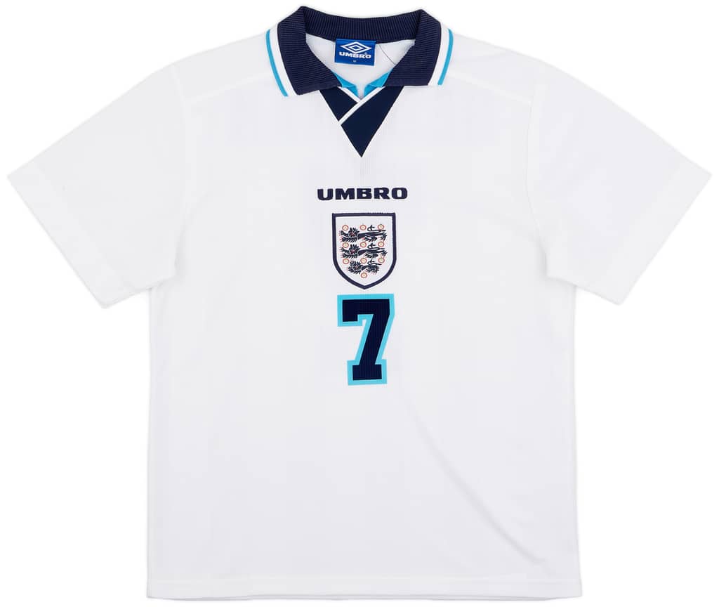 1995-97 England Home Shirt Beckham #7 - 9/10 - (M)