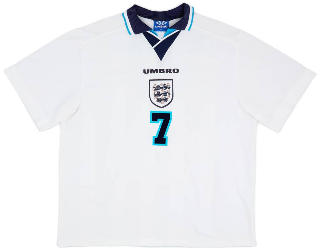 1995-97 England Home Shirt Beckham #7 - 7/10 - (XXL)