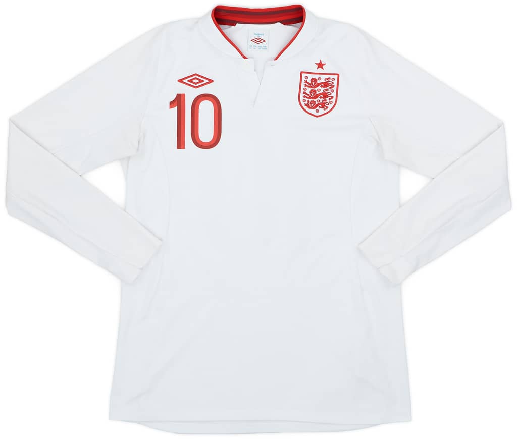 2012-13 England Home L/S Shirt Rooney #10 - 8/10 - (M)