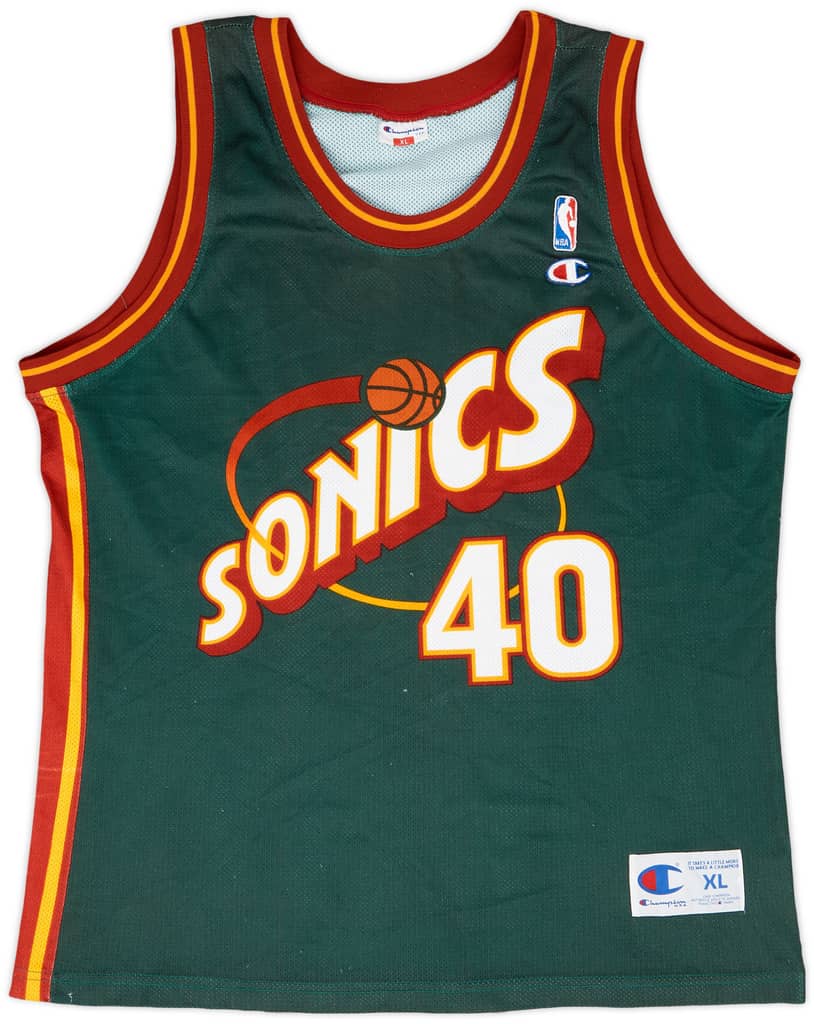 1995-97 Seattle Supersonics Kemp #40 Champion Away Jersey - 6/10 - (XL)