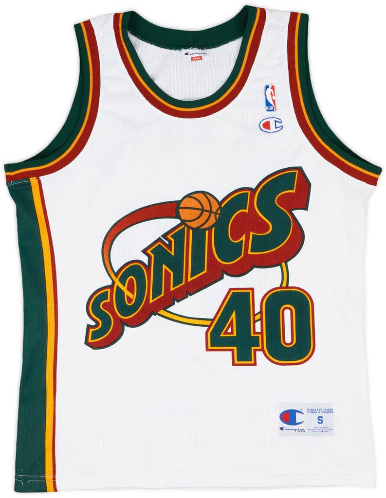 1995-97 Seatle Supersonics Kemp #40 Champion Home Jersey - 8/10 - (S)