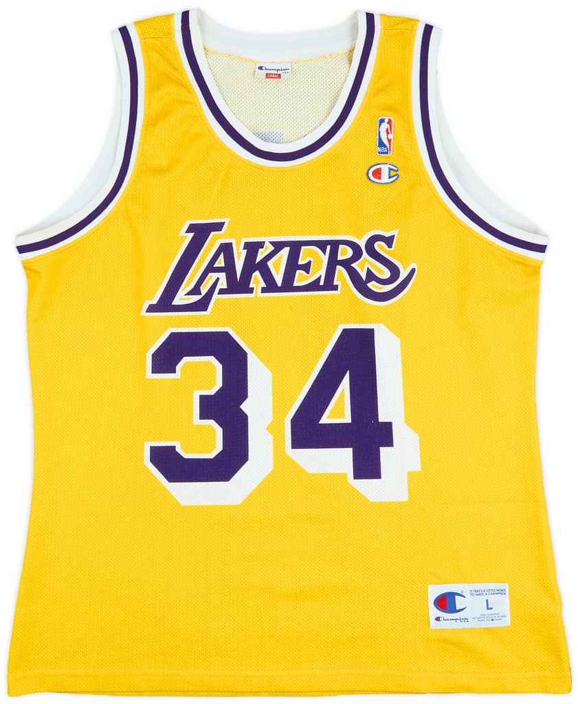 1996-99 LA Lakers O'Neal #34 Champion Home Jersey - 8/10 - (L)