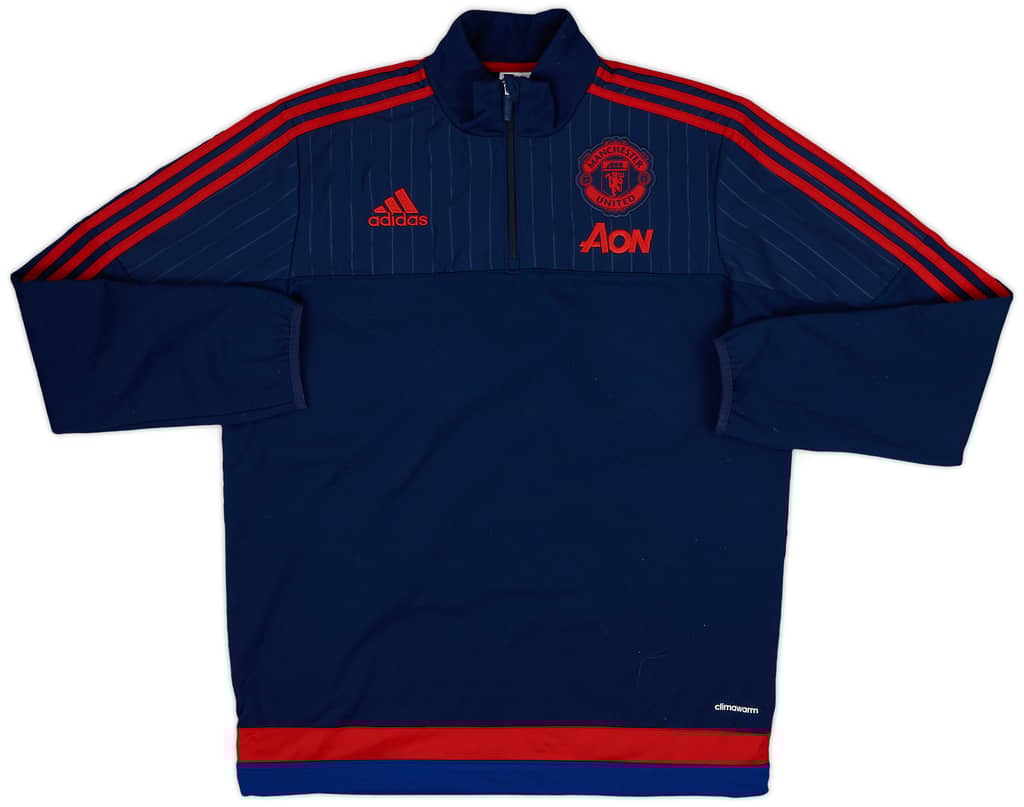 2015-16 Manchester United adidas 1/4 Zip Sweat Top - 9/10 - (L)