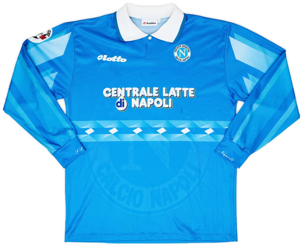 1996-97 Napoli Match Worn Home L/S Shirt Caccia #18