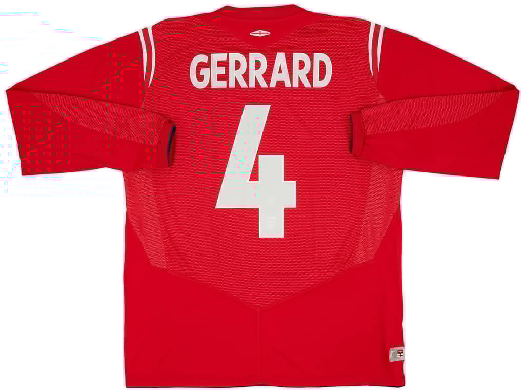 2004-06 England Away L/S Shirt Gerrard #4 - 8/10 - (L)