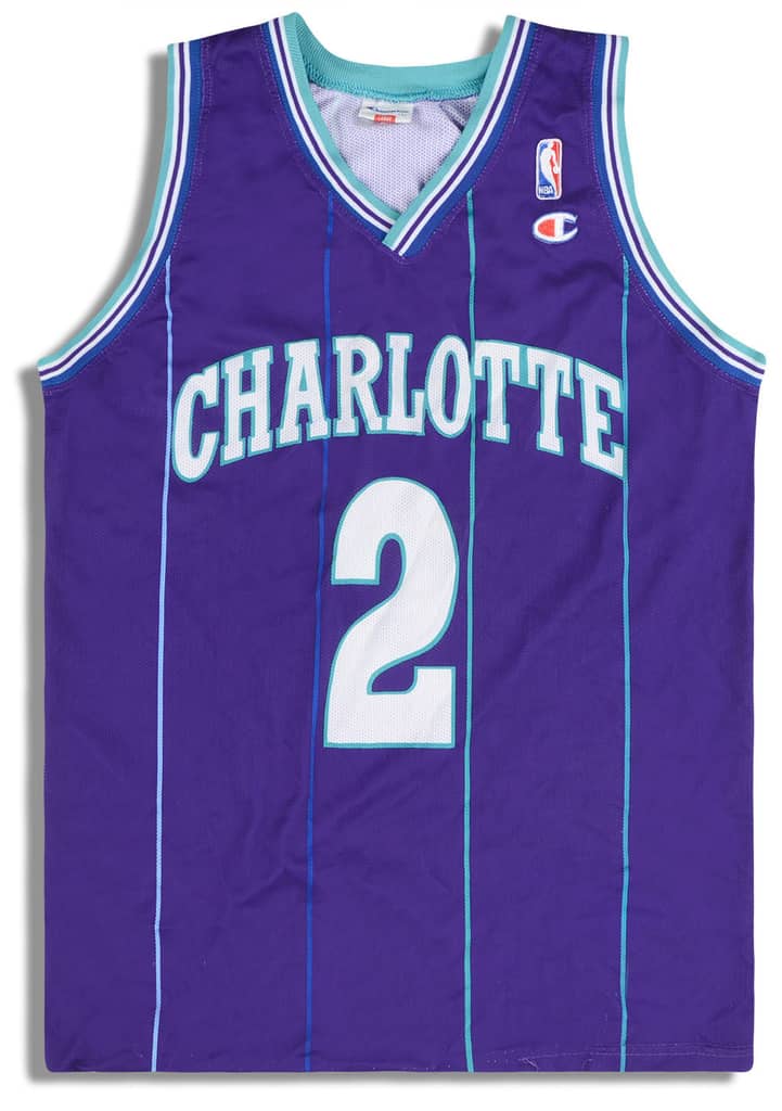 1995-96 Charlotte Hornets Johnson #2 Champion Jersey (Alternate) L