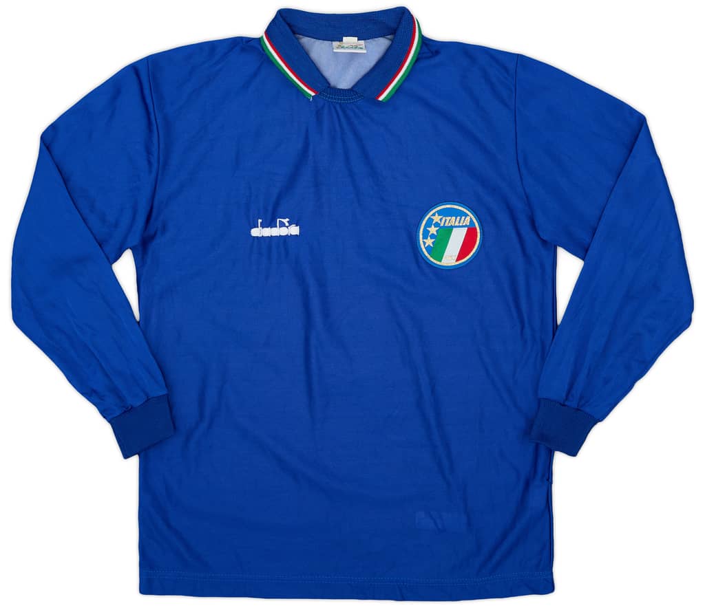 1986-91 Italy Home L/S Shirt - 9/10 - (XL.Boys)