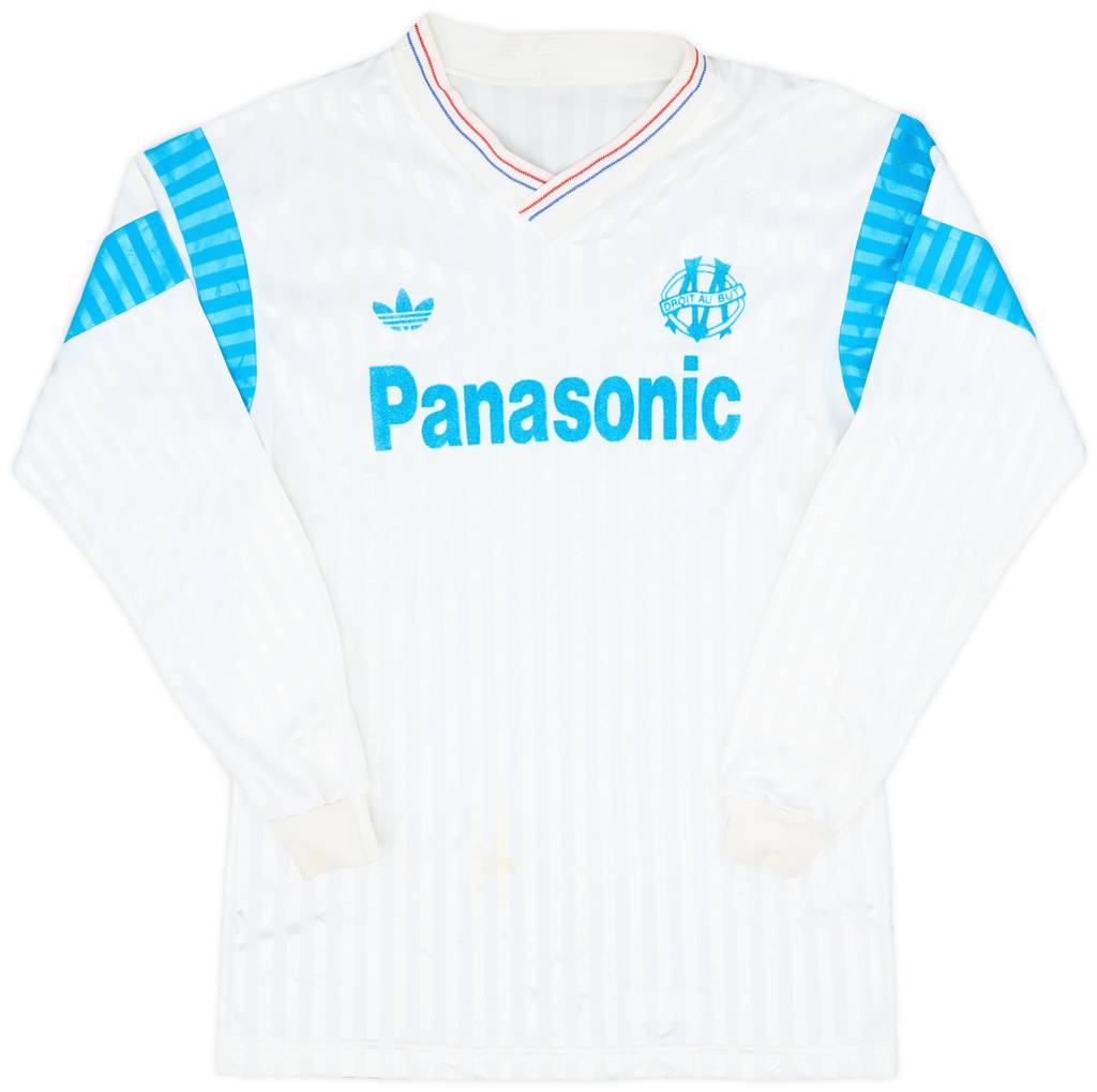 1990-91 Olympique Marseille Home L/S Shirt - 6/10 - (S)