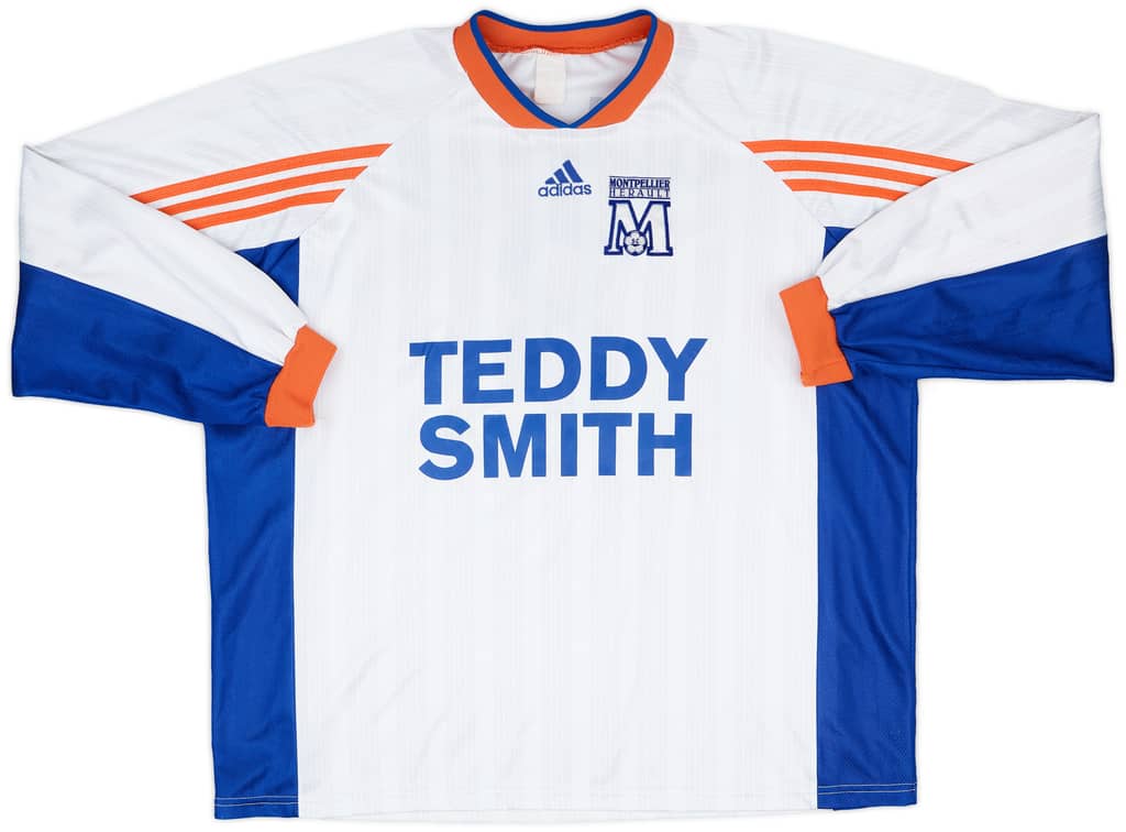 1999-00 Montpellier Away L/S Shirt Delaye #8 - 8/10 - (XL)