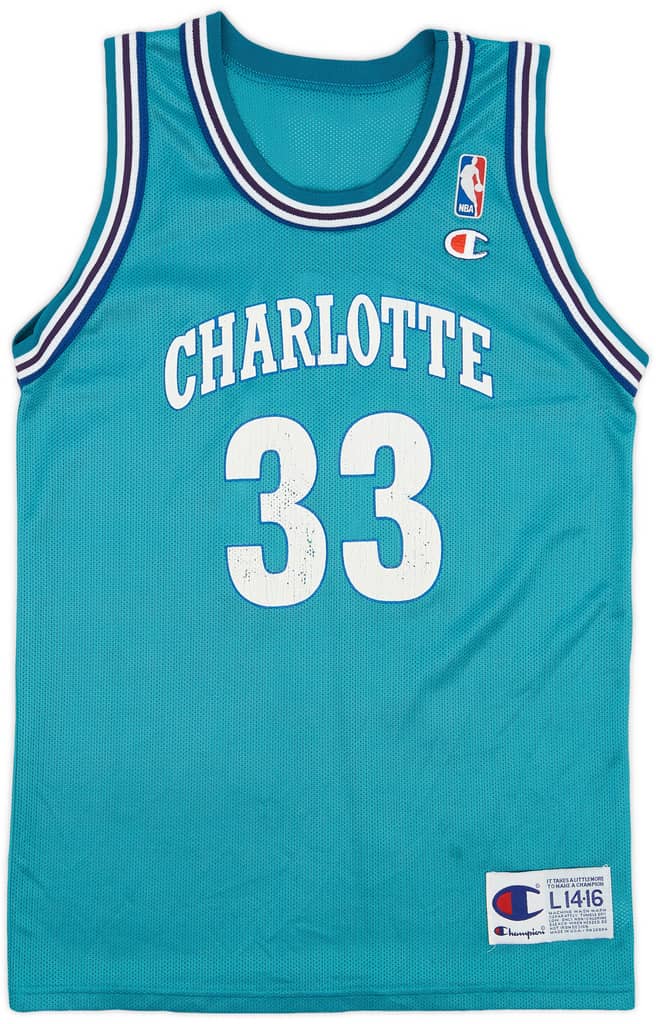 1992-95 Charlotte Hornets Mourning #33 Champion Away Jersey - 6/10 - (L.Boys)