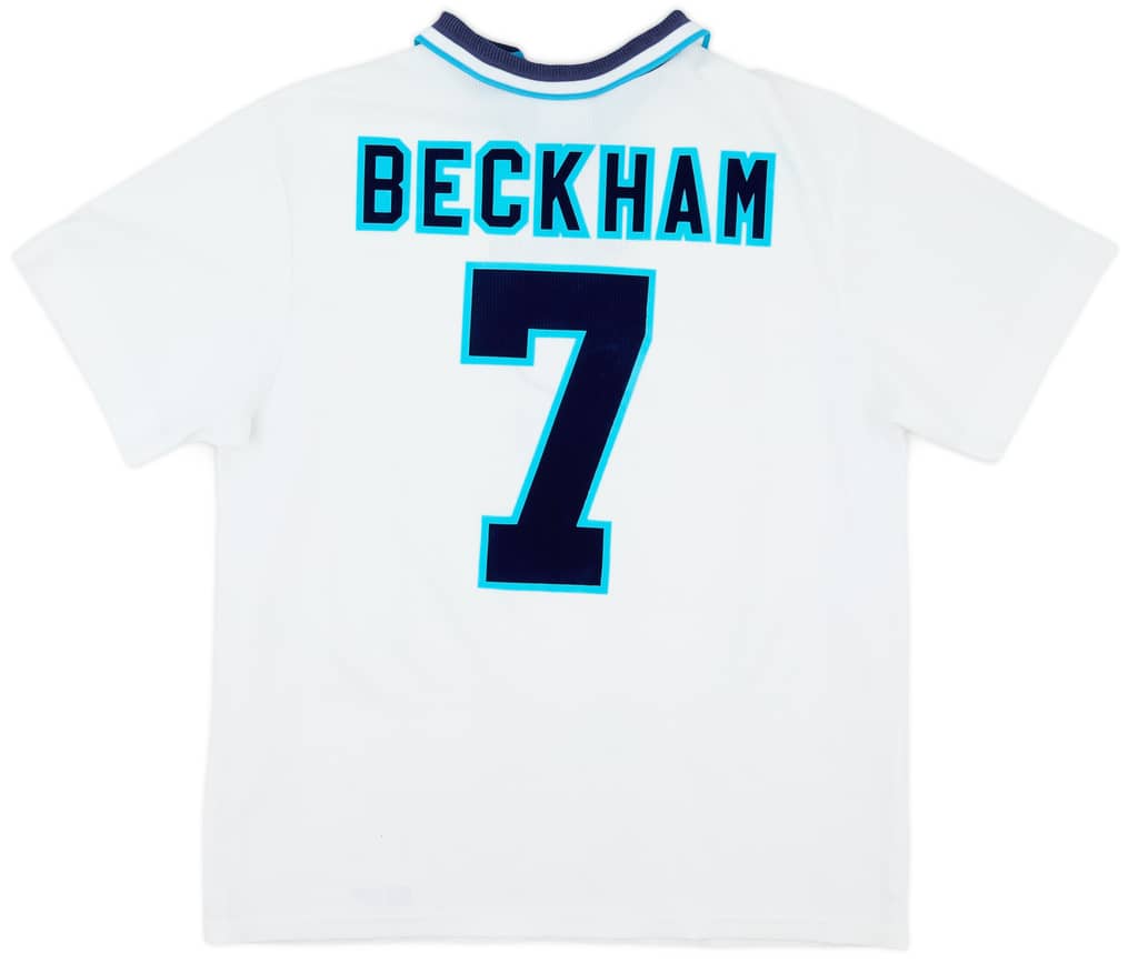 1995-97 England Home Shirt Beckham #7 - 8/10 - (L)