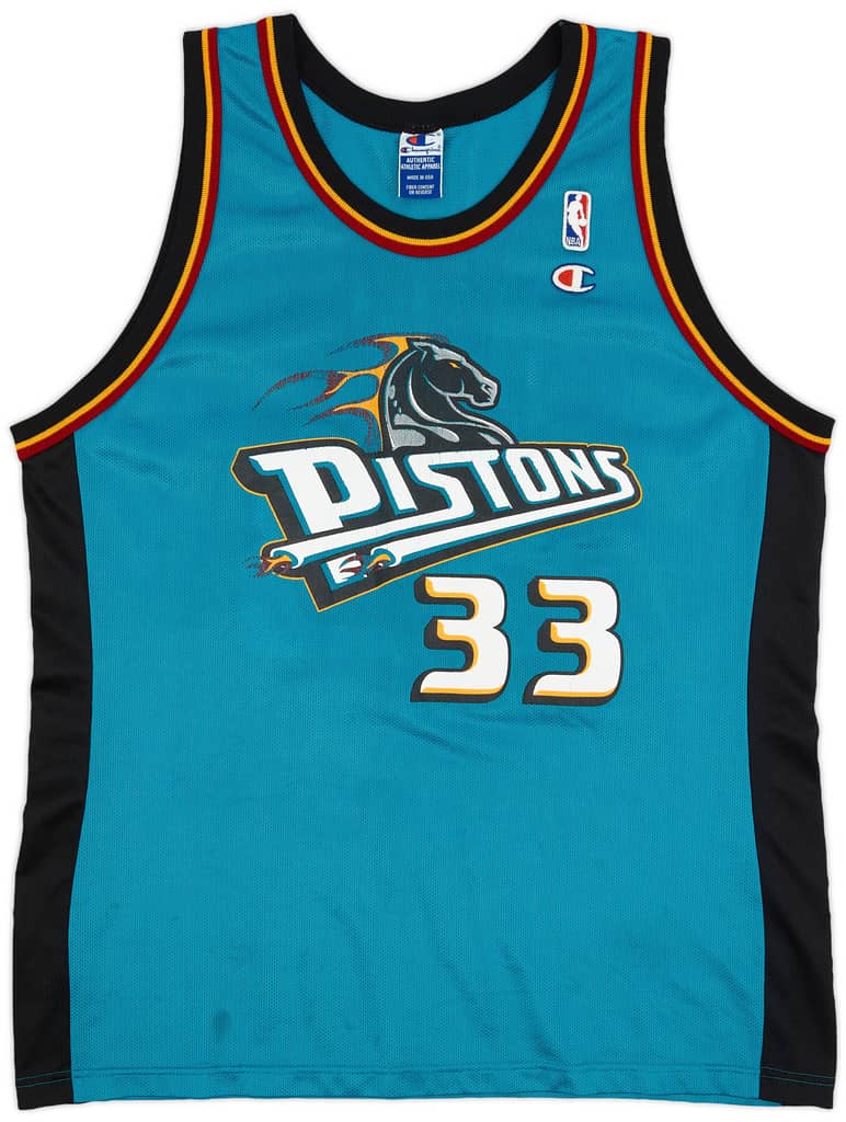 1996-00 Detroit Pistons Hill #33 Champion Away Jersey - 6/10 - (XL)
