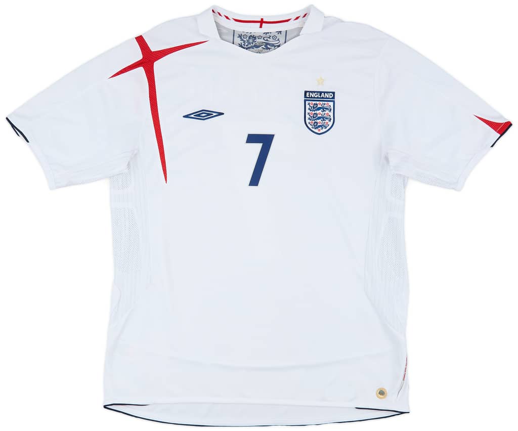 2005-07 England Home Shirt Beckham #7 - 6/10 - (XL)