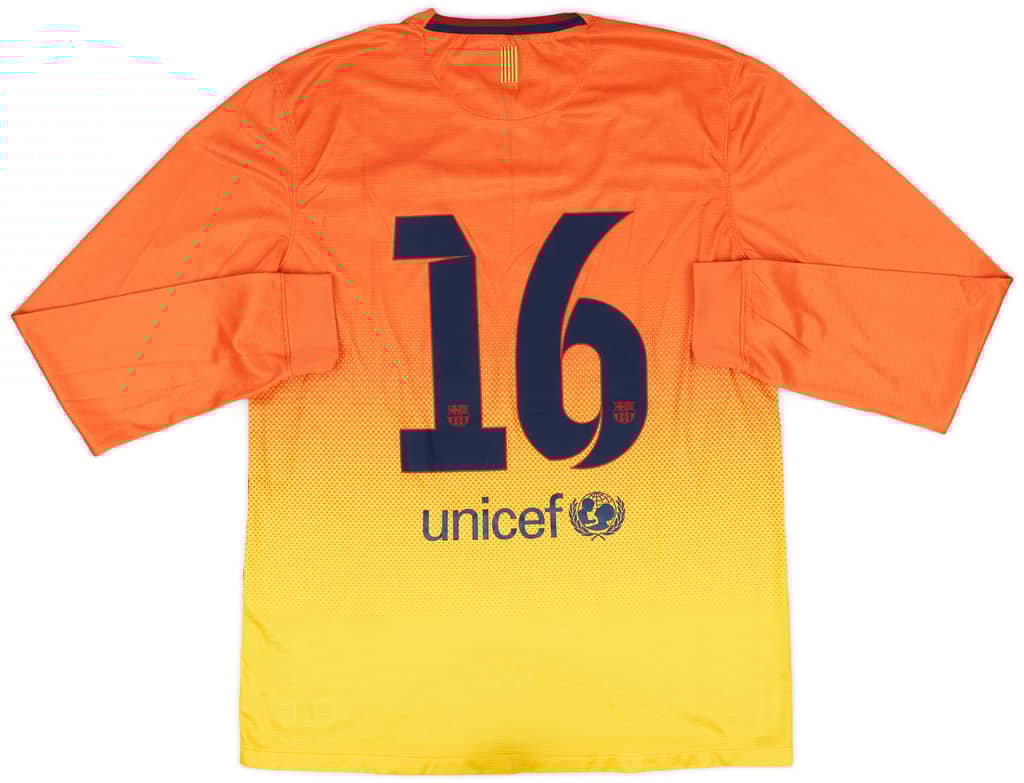 2012-13 Barcelona Match Issue Away L/S Shirt #16
