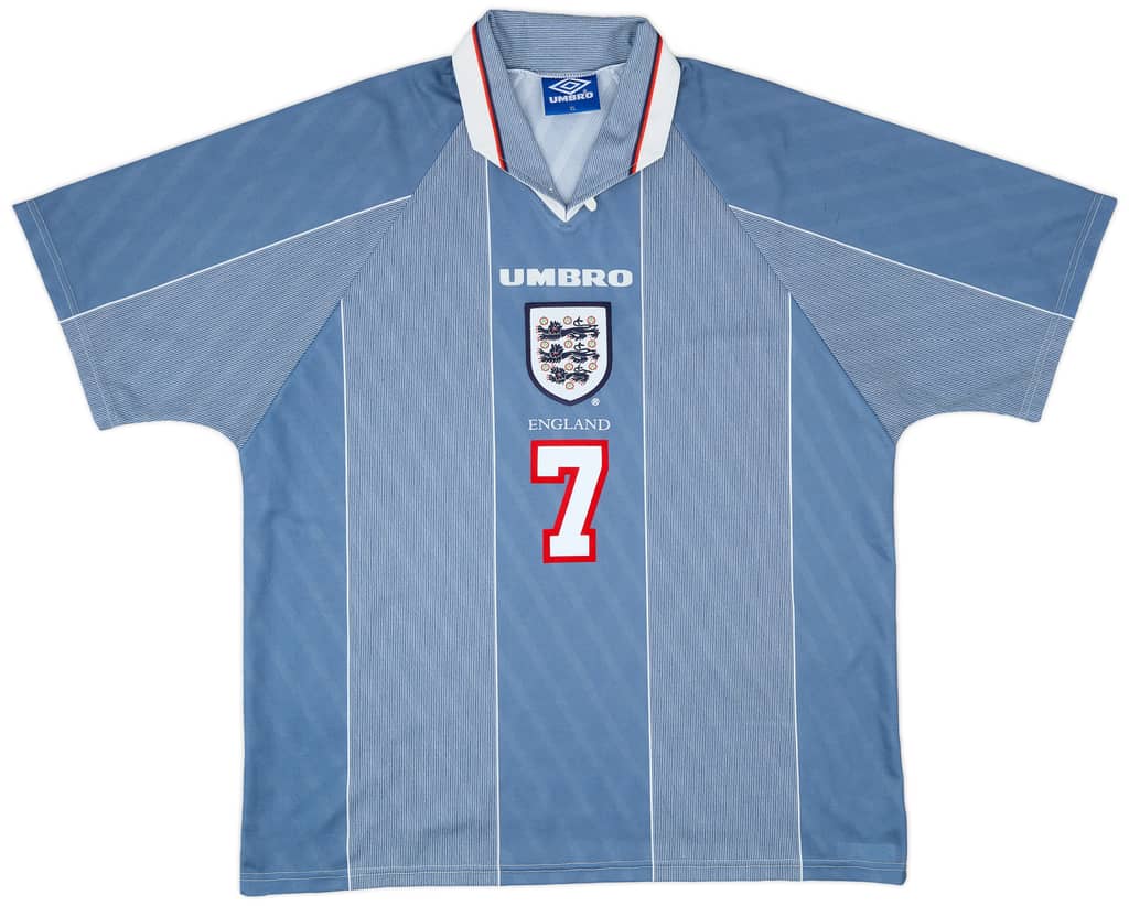 1996-97 England Away Shirt Beckham #7 - 9/10 - (XL)