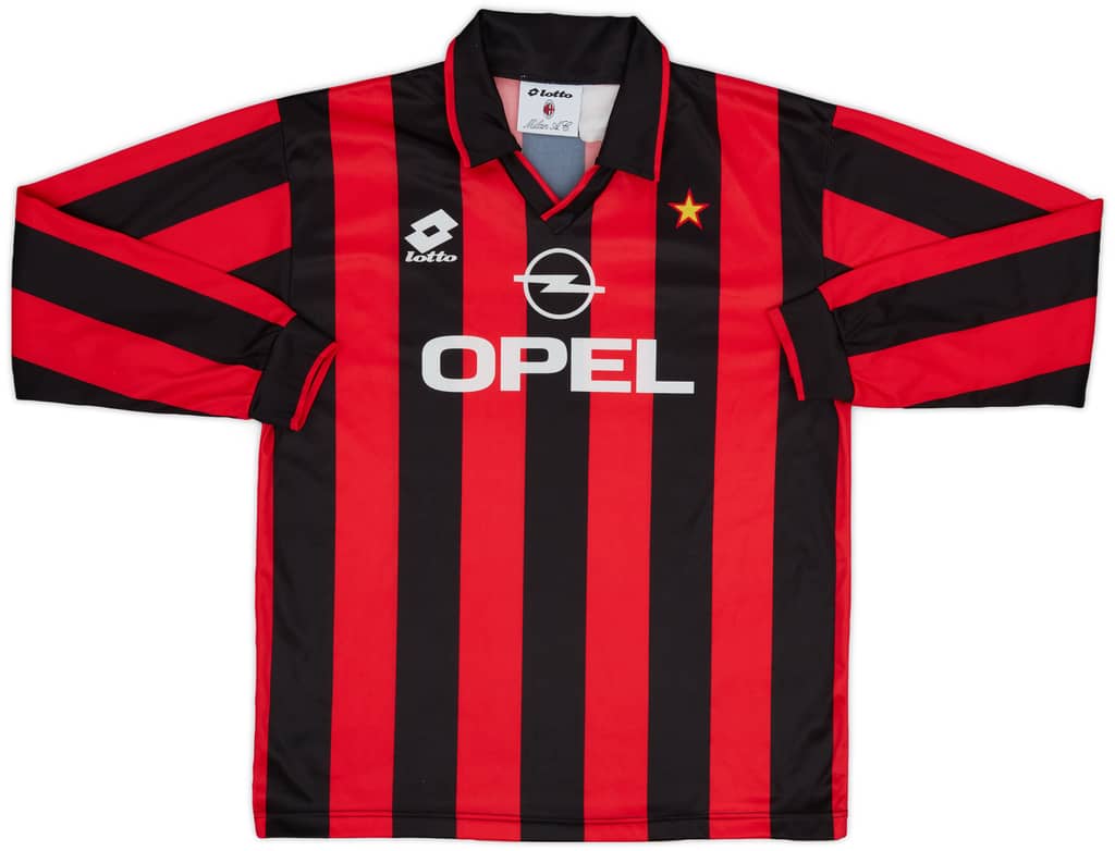 1994-95 AC Milan Home L/S Shirt - 8/10 - (XL.Boys)
