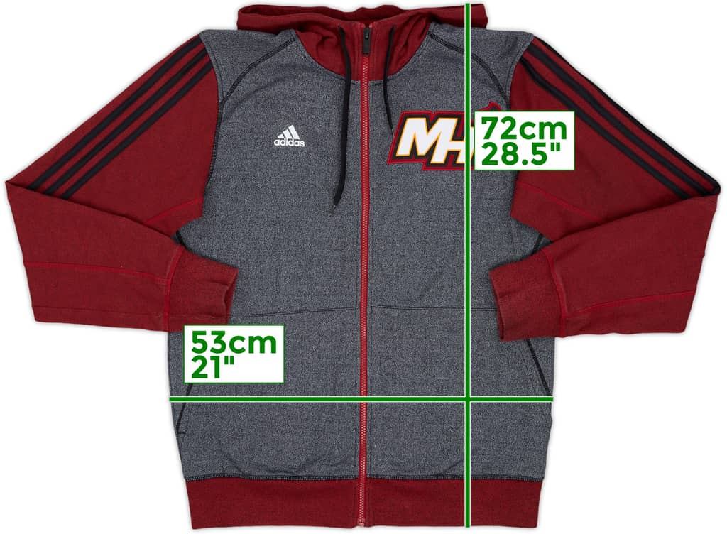 2013-14 Miami Heat adidas Full-Zip Hooded Sweat Top - 9/10 - (M)