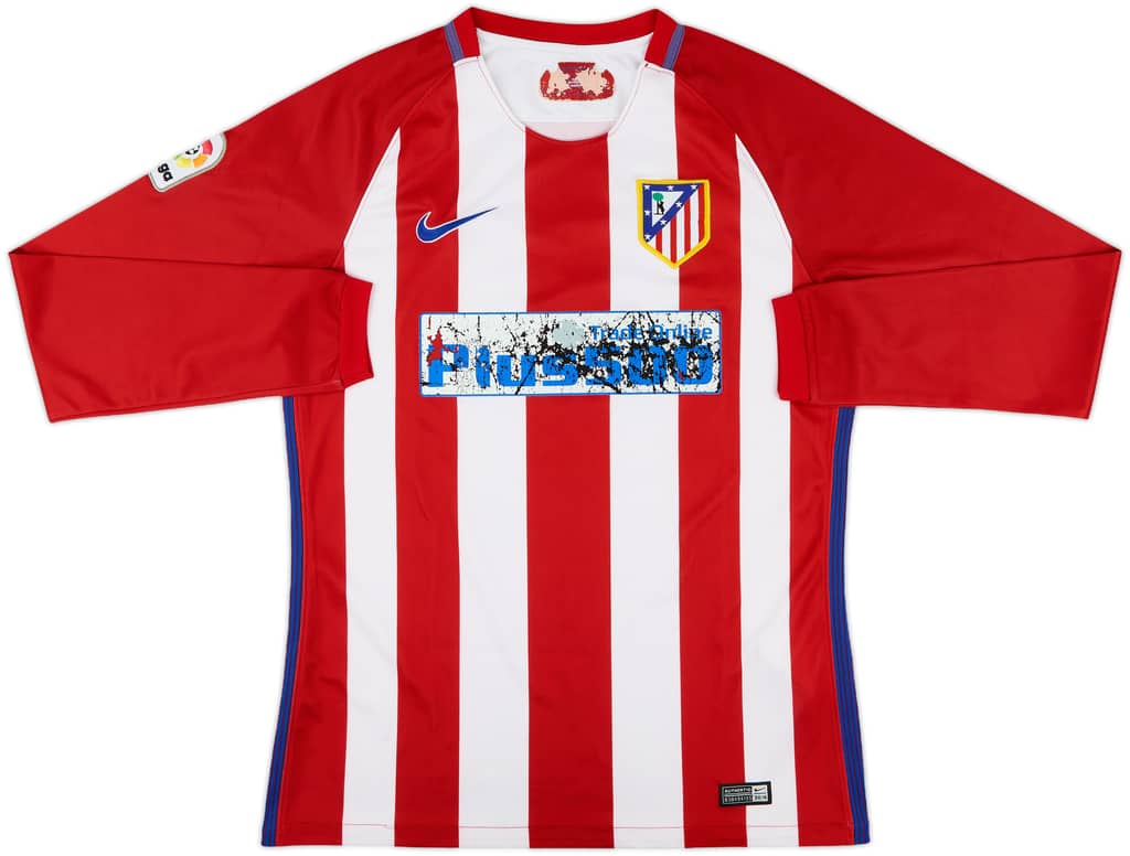 2016-17 Atletico Madrid Home L/S Shirt - 4/10 - (M)