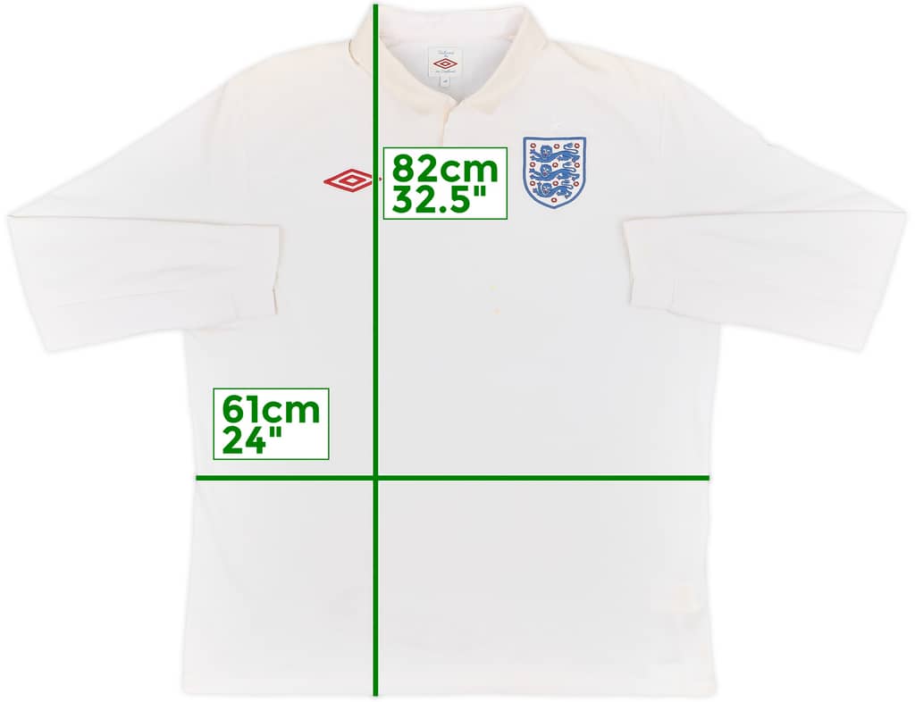 2009-10 England Home L/S Shirt - 5/10 - (XXL)