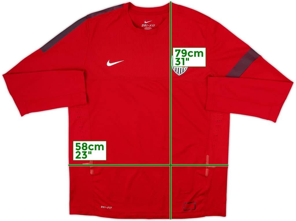 Camiseta Nike auténtica de entrenamiento de manga larga del USA 2013-14 - 9/10 - (XL)