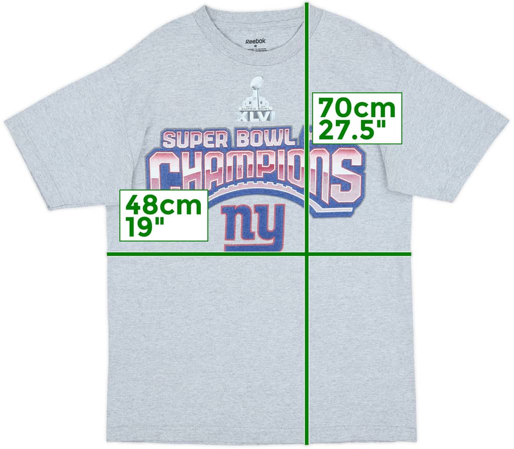 2012 New York Giants Super Bowl XLVI Champions Reebok Tee - 8/10 - (M)