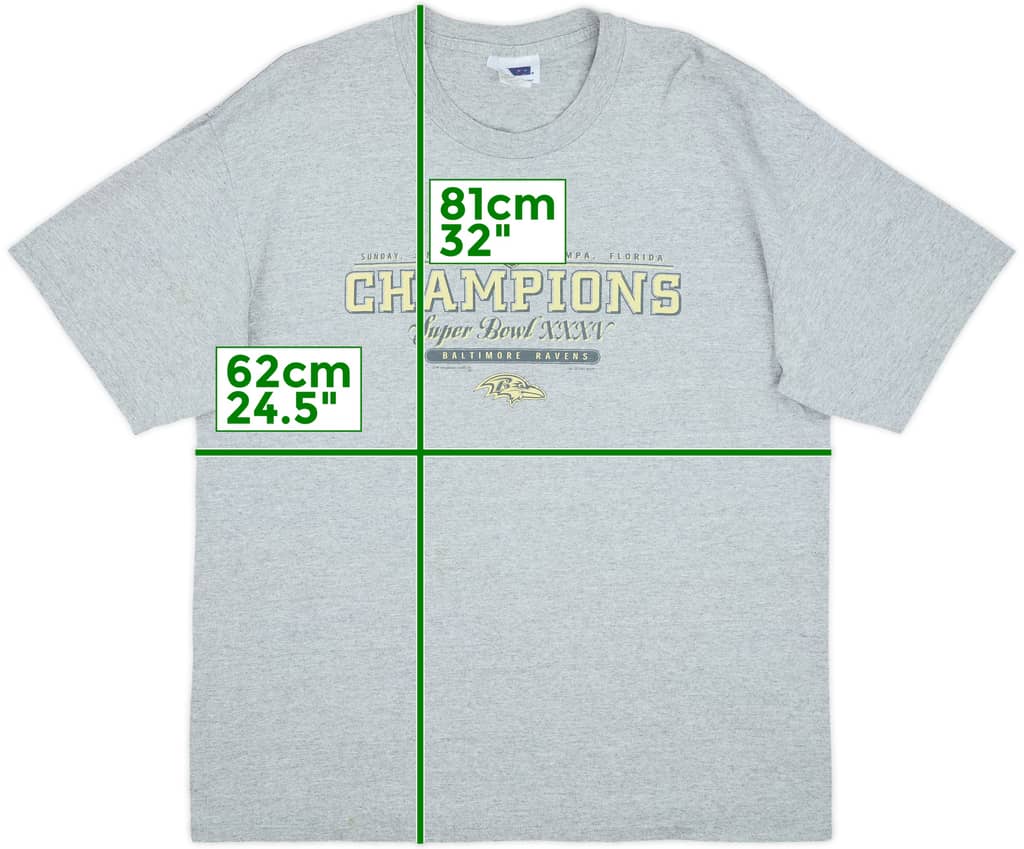 2001 Baltimore Ravens Super Bowl XXXV Champions CSA Tee - 7/10 - (XXL)