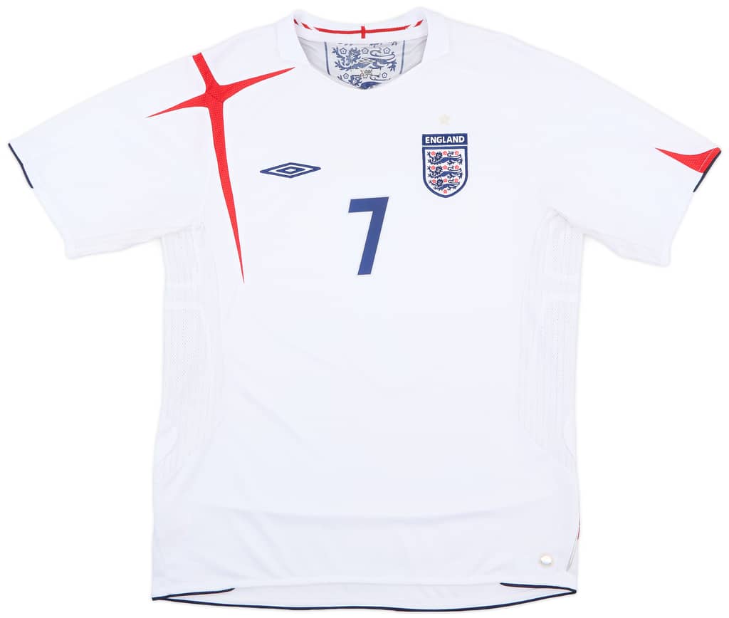 2005-07 England Home Shirt Beckham #7 - 6/10 - (L)