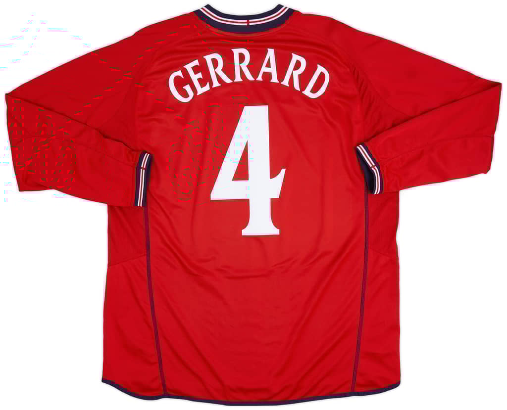 2002-04 England Away L/S Shirt Gerrard #4 - 6/10 - (XL)